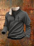 Men's Faith Cross Fur Collar Sweatshirt