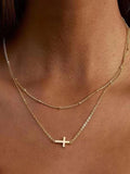 Women's  Double Vintage Fashion Alloy Cross Necklace