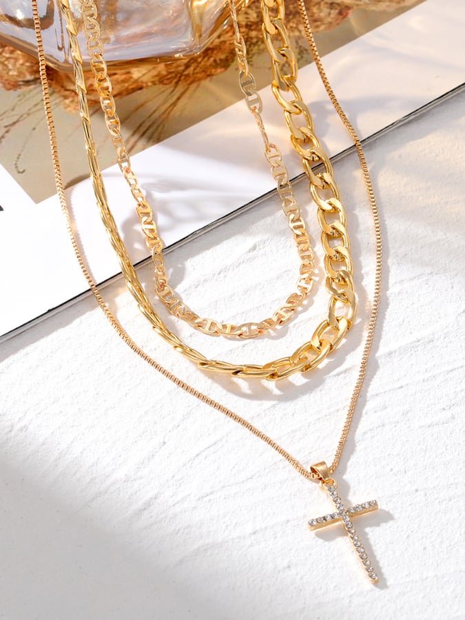 Women's Alloy Heart Cross Necklace