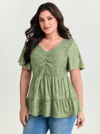 Supersoft Floral Shirred Stretchy Knit Top