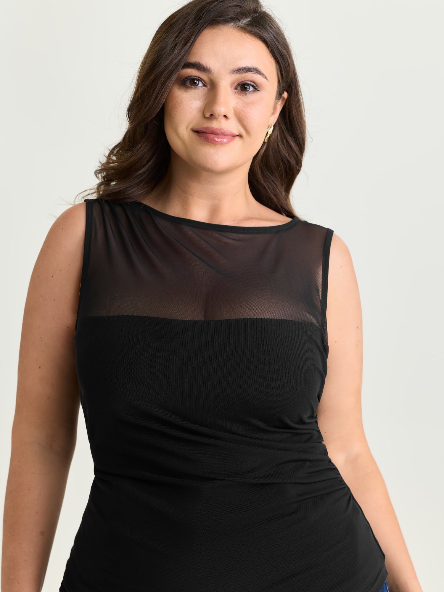 Supersoft Sheer Neckline Tank Top