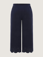 Cut-Out Embroidered Hem Plain Pants