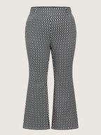 Stretchy Geometric Print Pull-On Pants