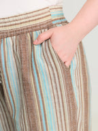 Striped Drawstring Tassels Wide Leg Pants