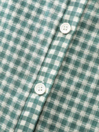 Cotton Check Print Ruffled Sleeve Blouse