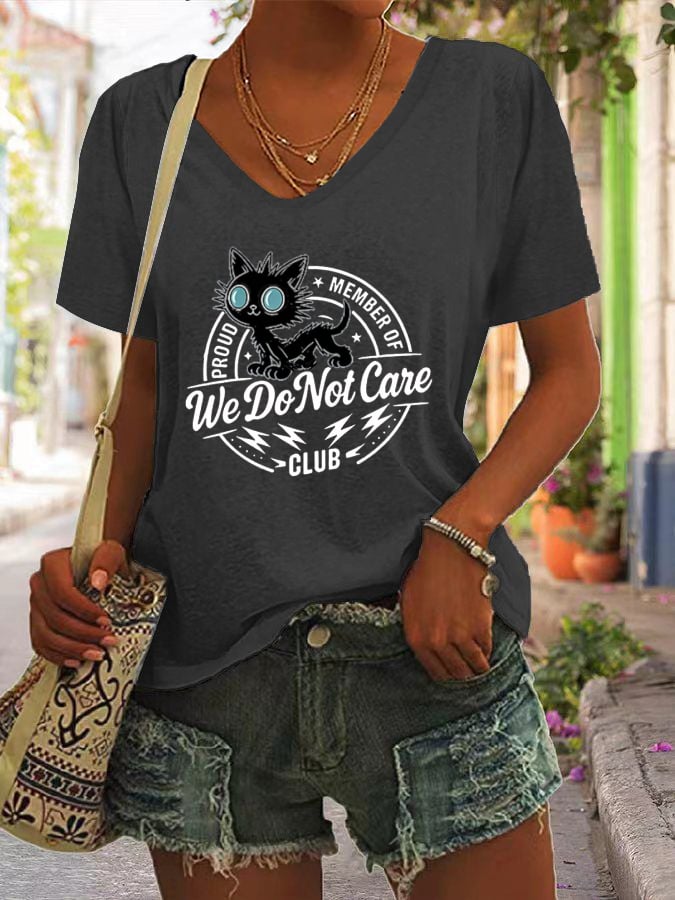 Women's  Retro Funny Proud Member Of WDNC Club We Do Not Care Menopause Perimenopause Print T-Shirt
