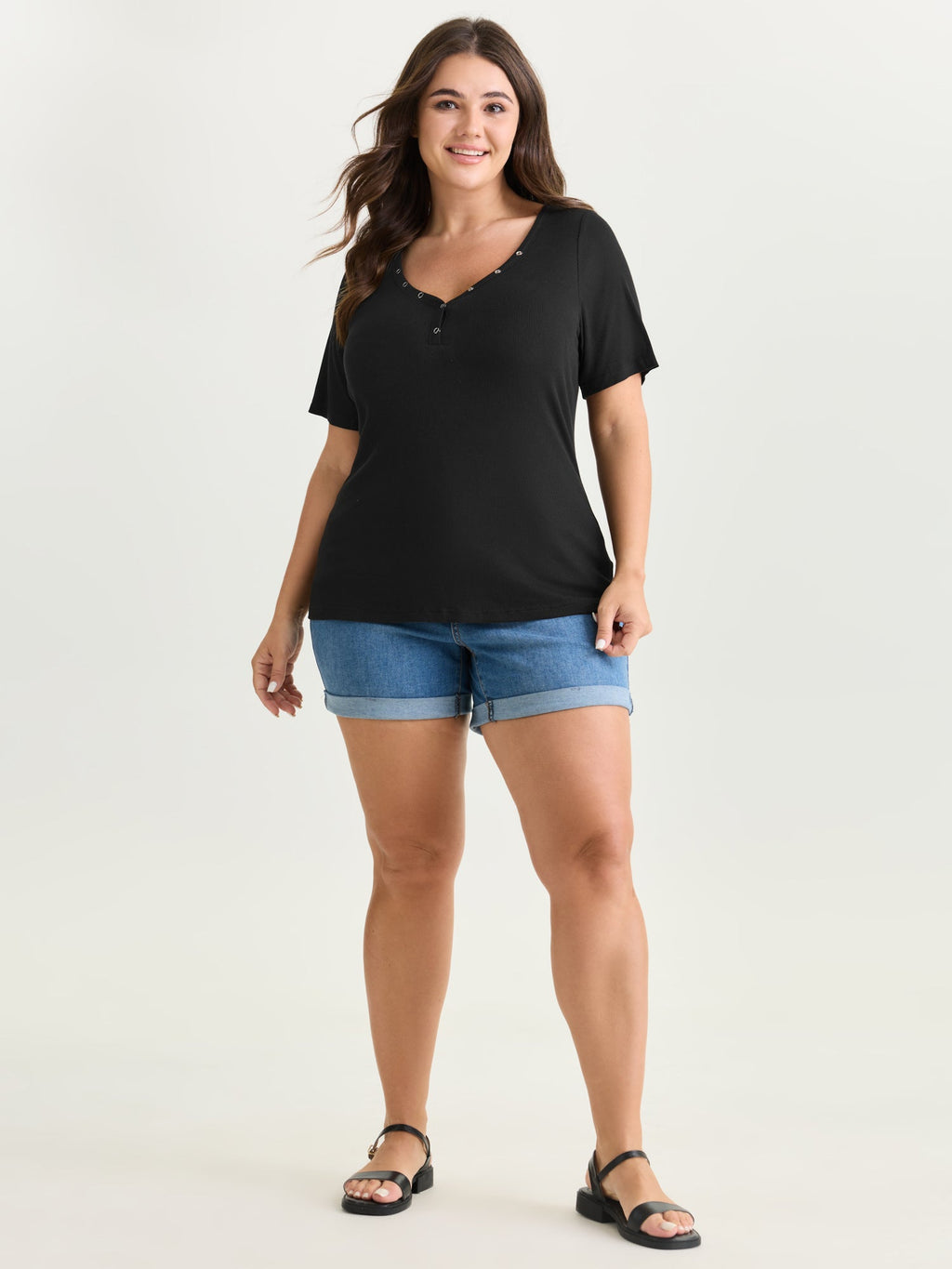 Supersoft Metal Studs Neckline T-Shirt