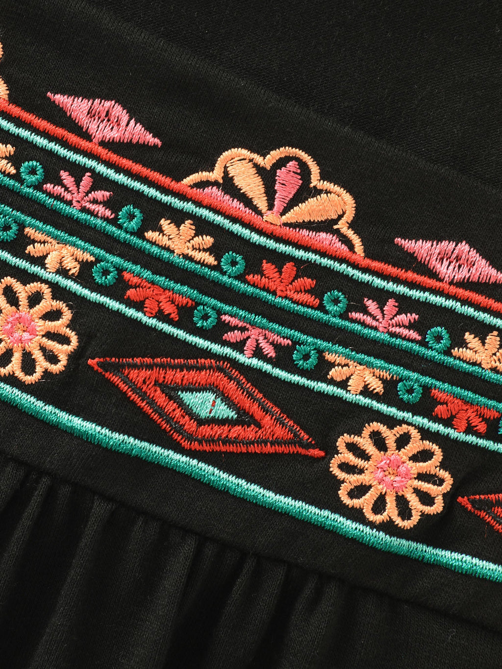 Floral Embroidered Neckline Knit Top