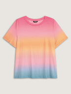 Ombre Gradient Round Neck T-Shirt