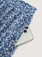 Micro Floral Print Wide-Leg Pants