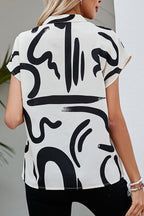 Ladies' V-neck Printed Casual Tops
