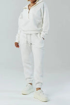 Ladies Collar Zipper Top+ Pants Casual Set