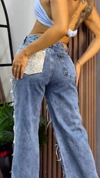 Women Heavy Craftsmanship Casual Straight Jeans