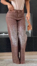 Ladies Rhinestone Sparkling Casual Jeans