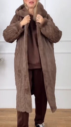 Women Hooded Solid Color Casual Coat with Temperament