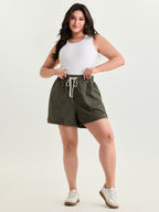 Cotton Washed And Distressed Straight-Leg Shorts