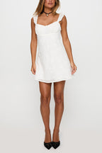Women Square Collar Patchwork Lace Embroidery Elegant Casual Dress