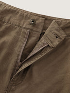 Cotton Washed And Distressed Pleated Pants