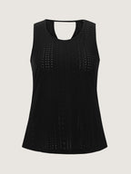Stretchy Textured Round Neck Tank Top