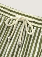 Striped Print Cuffed Hem Pants