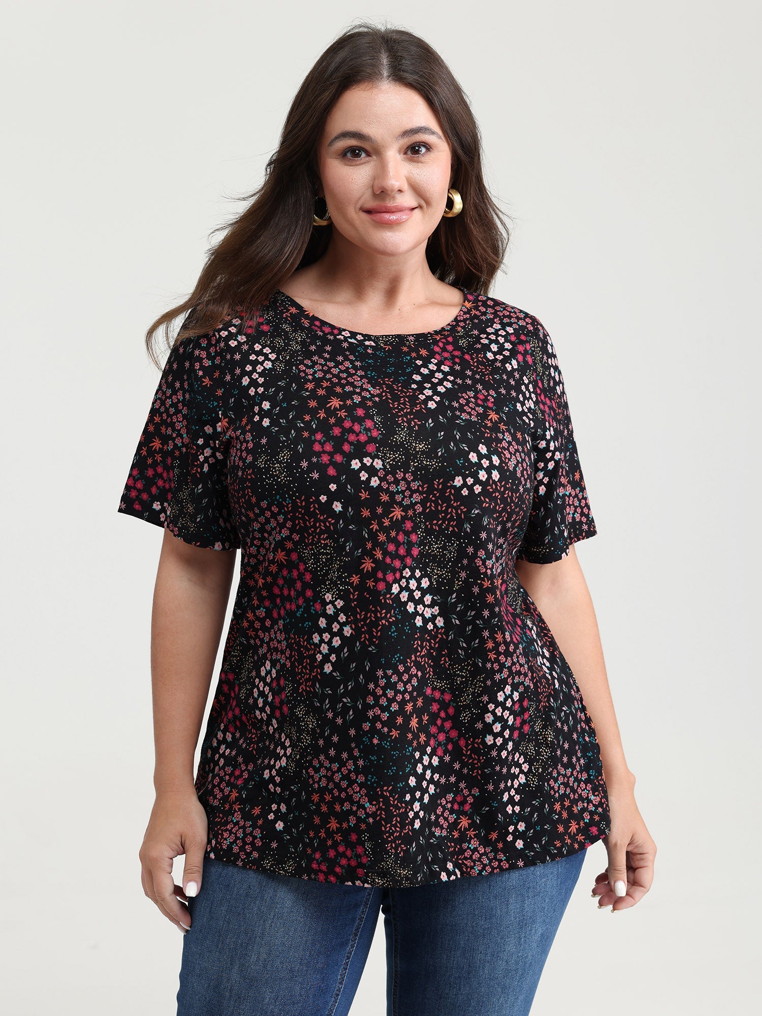 Pure Cotton Dense Floral Print T-Shirt