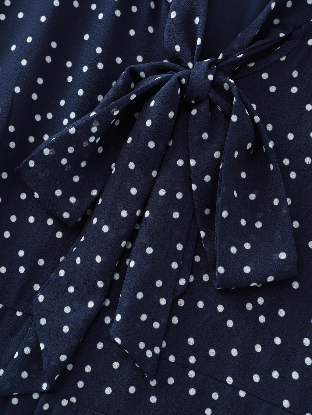 Pretty Polka Dots Ribbon Neckline Midi Dress