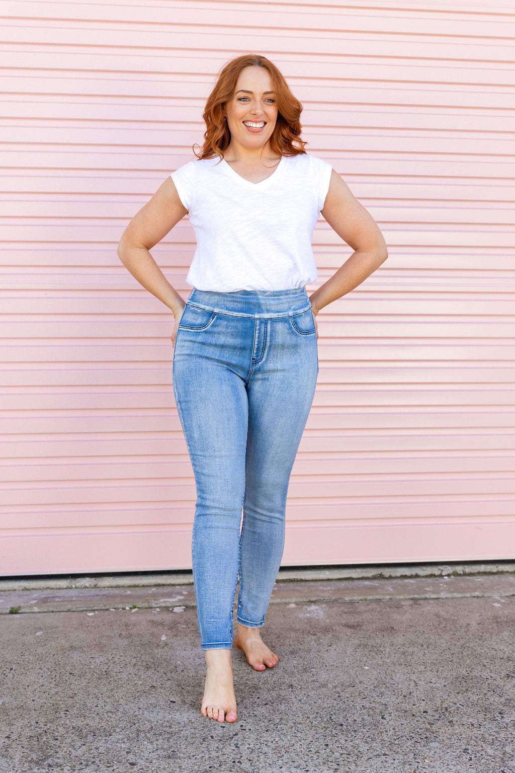 Corey Pull on Jeans in Light Blue