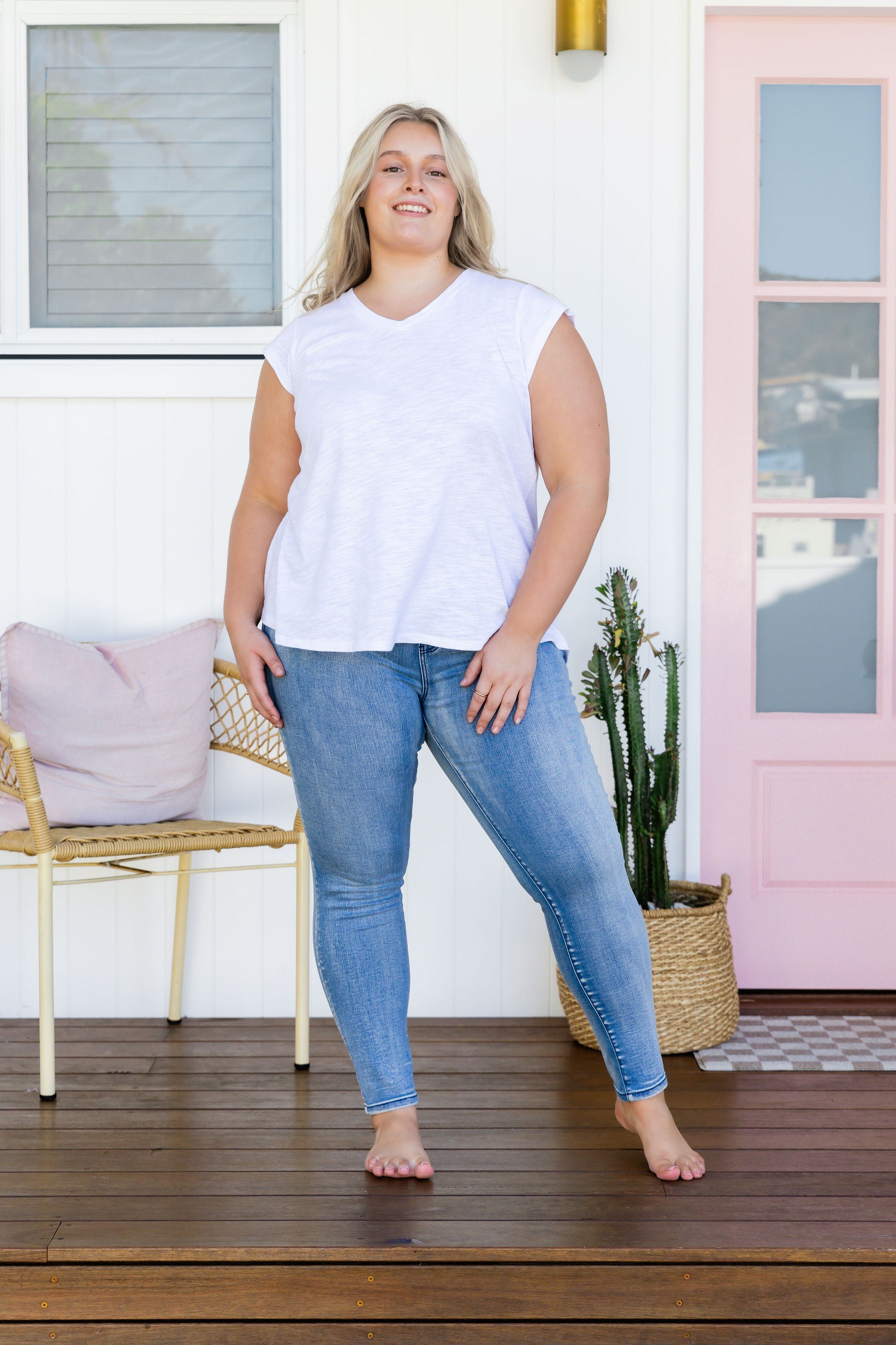 Corey Pull on Jeans in Light Blue