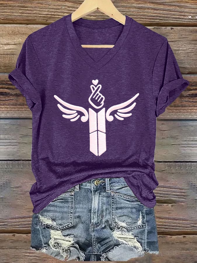 Women's K-pop Print Short-sleeved T-shirt