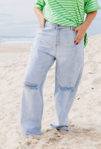 Jace Relaxed Ripped Jeans in Light Blue