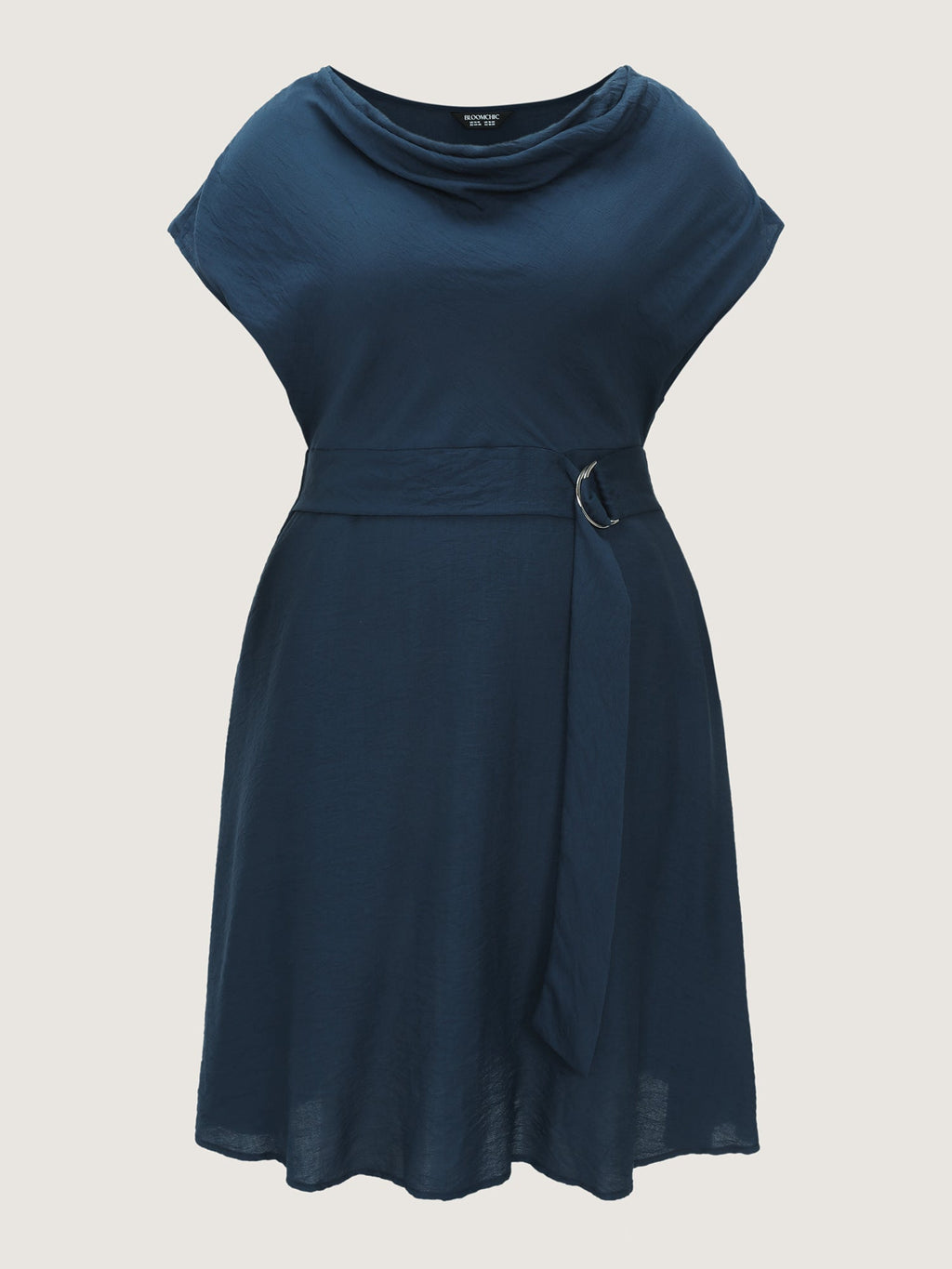 Draped Cowl Neckline Plain Midi Dress