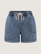 Everyday Stretchy Straight-Leg Denim Shorts