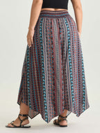 Shirred Colorful Asymmetric Hem Pants