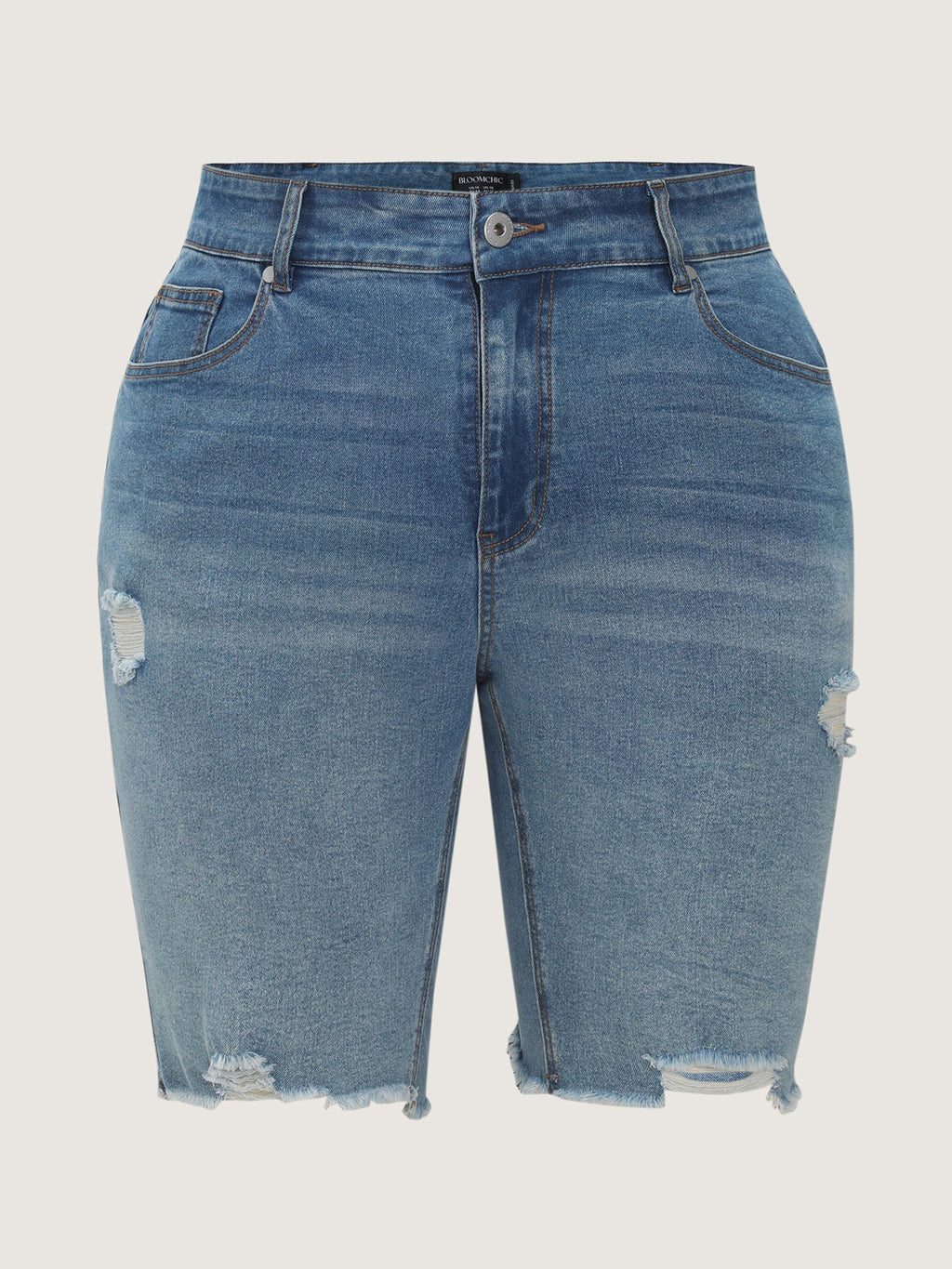 Stretchy Skinny-Fit Raw Hem Denim Shorts