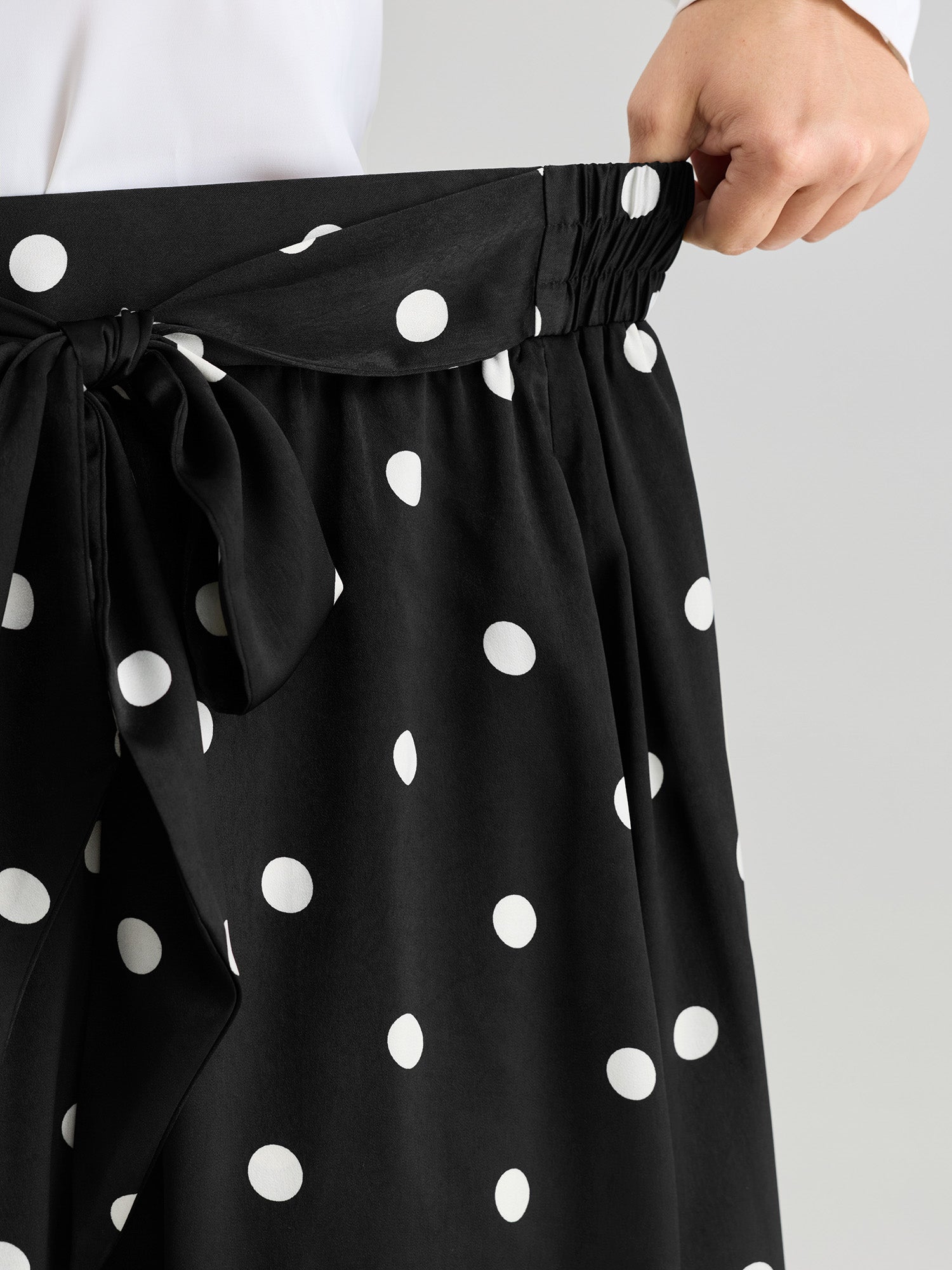 Polka Dot Charm Pleated Maxi Skirt