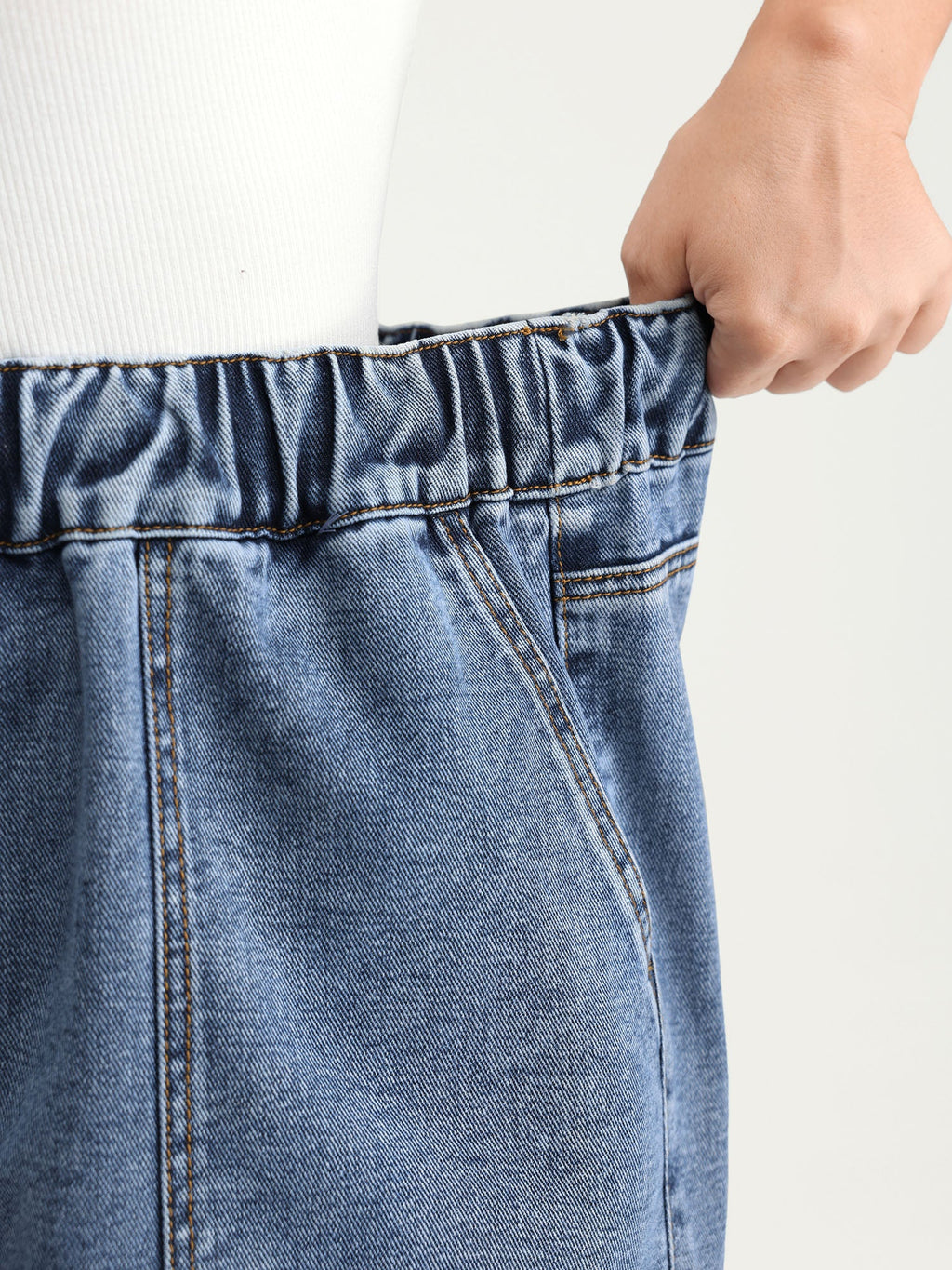 Everyday Stretchy Straight-Leg Denim Shorts
