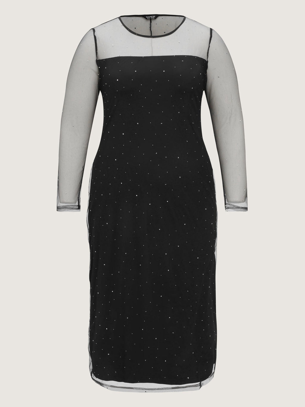Sheer Stretchy Rhinestone Midi Party Dress