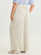 Cotton Linen Blend Wide-Leg Pants
