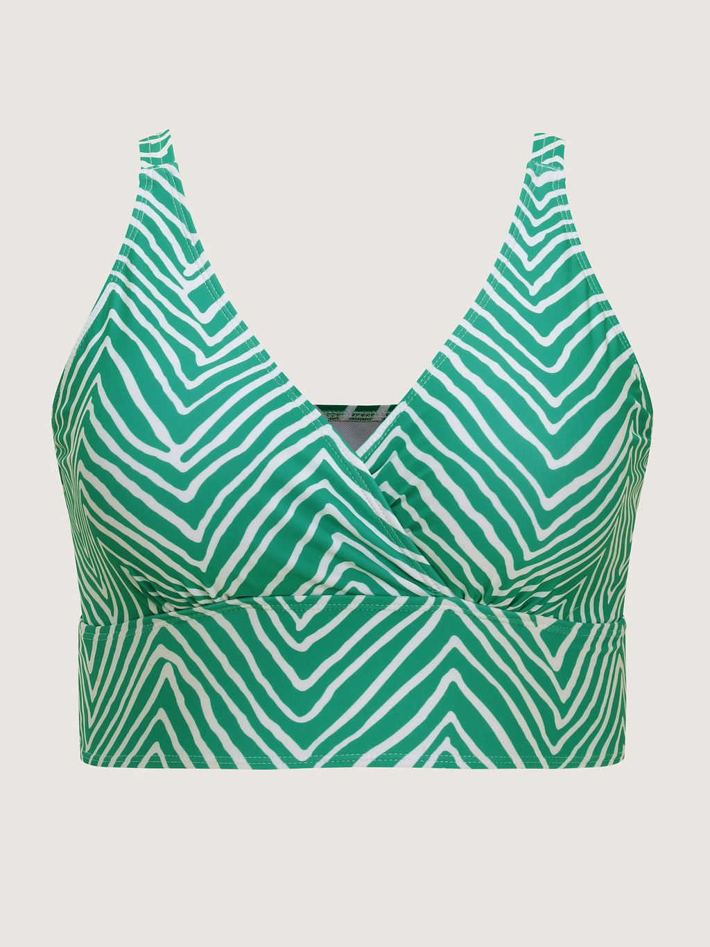 Geometric Print Color Contrast Swim Top
