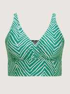 Geometric Print Color Contrast Swim Top