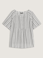Cotton Striped Print Textured Flared Sleeve Blouse
