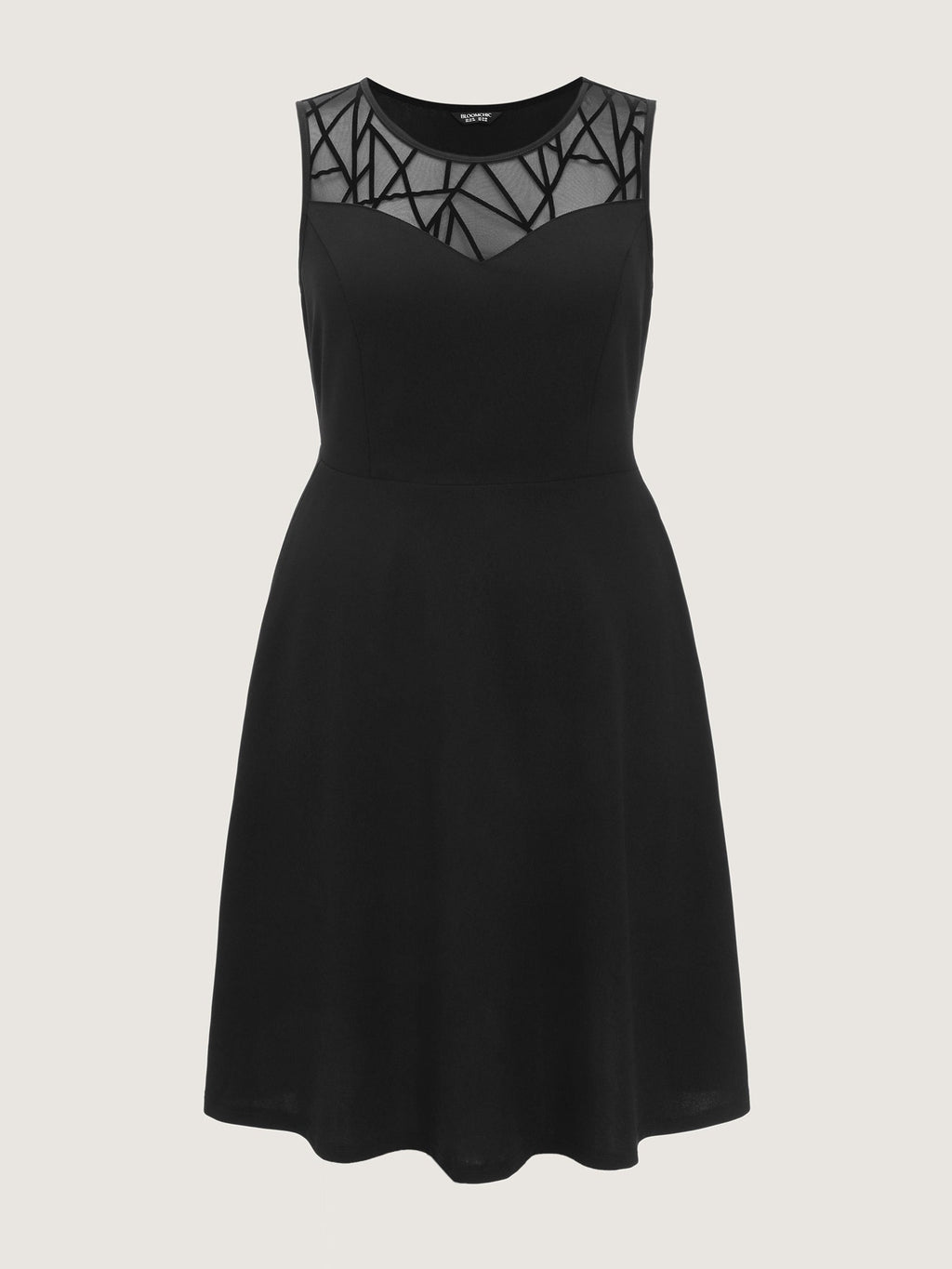 Mesh Neckline Sleeveless Fit And Flare Midi Dress