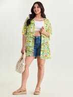 Citrus Print Open-Front Cover-Up