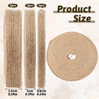 5 Rolls Natural Burlap Fabric Ribbon, 1/4 Inch Tan Jute Linen Ribbon Rolls Decorative Cloth Ribbons for Gift Wrapping, Christmas Party Decoration, DIY Crafts