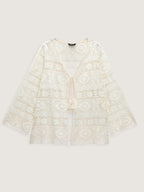 Lace Hollow Front-Tie Kimono