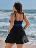 Anti-Float Tie Lace Pockets Swim Dress