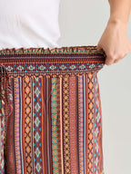 Geometric Striped Drawstring Waist Shorts