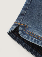 Stretchy Contrast Drawstring Skinny-Fit Denim Shorts