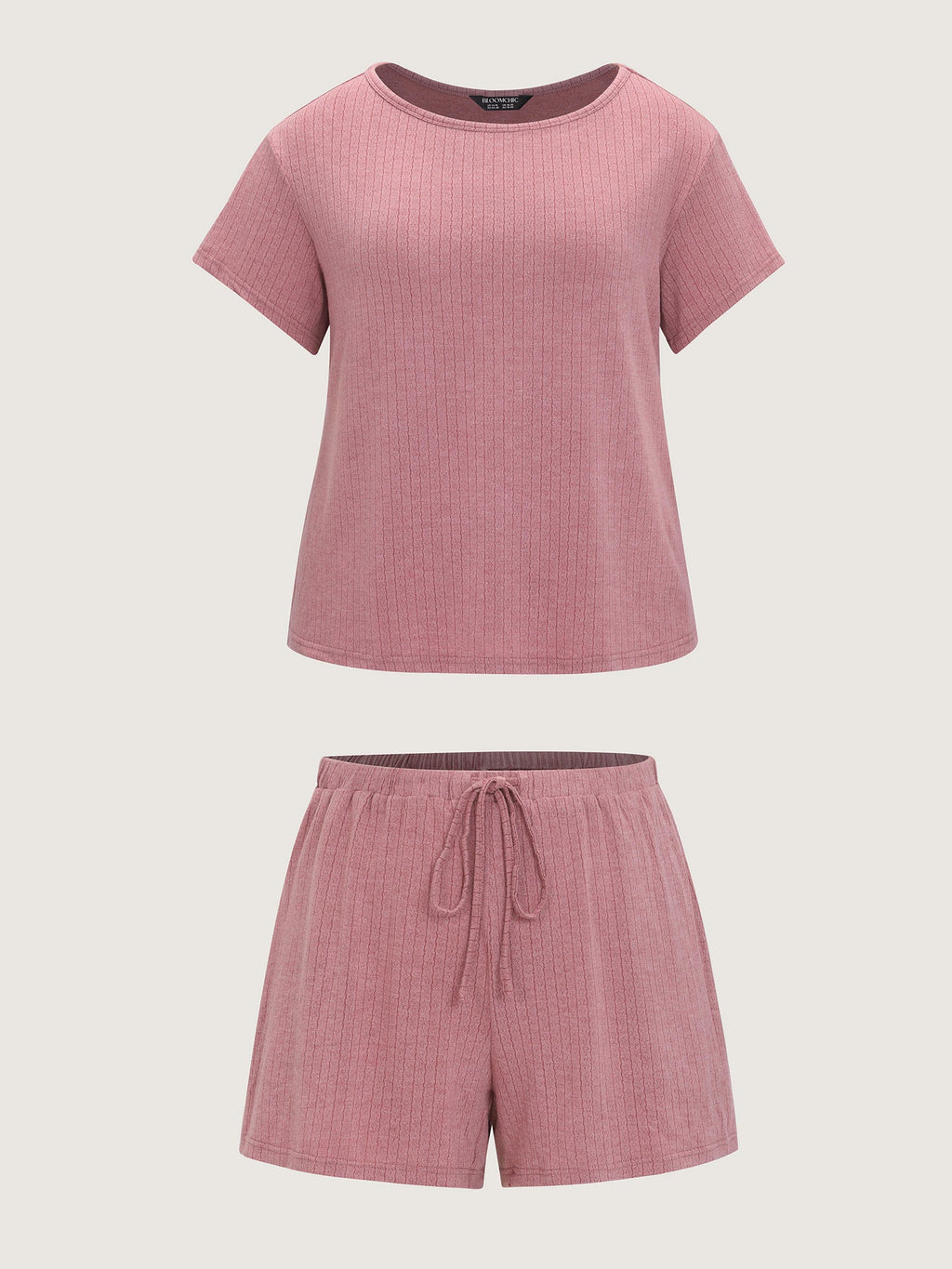Supersoft Ribbed Plain Two-Piece Lounge Set