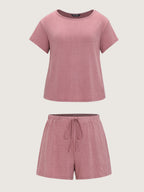 Supersoft Ribbed Plain Two-Piece Lounge Set